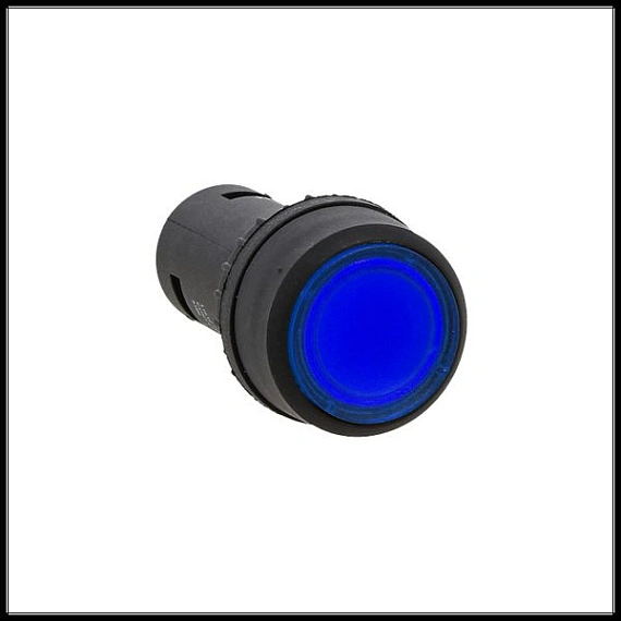 Кнопка EKF SW2C-10D; D отверстия= 22 мм; U=24 В; Синий; с подсветкой; возвратный; Плоская (-ий); IP5