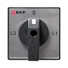 Переключатель кулачковый EKF; 4; полюсов 4; Iu=10 А; схема подключения 9; позиции: 0-L1-L2-L3; IP20