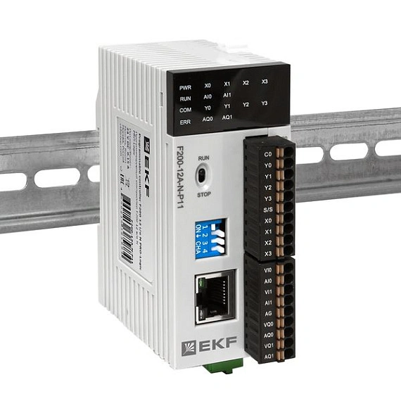 ПЛК EKF PRO-Logic центральный процессор; DI=4; DO=4 NPN; AI=2; AO=2; HSI=1; HSO=1; 1xEthernet, 1xRS-