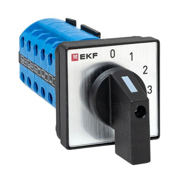 Переключатель кулачковый EKF; 4; полюсов 3; Iu=10 А; схема подключения 1; позиции: 0-1-2-3; IP20