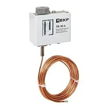 Реле температуры EKF TR-30; NO/NC=0/0 температура: -30...+15 °C; гистерезис: 5 °C; капилляр=6 м; IP3