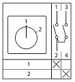 Переключатель кулачковый EKF; 2; полюсов 1; Iu=25 А; схема подключения 5; позиции: 1-2; IP65