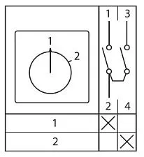 Переключатель кулачковый EKF; 2; полюсов 1; Iu=25 А; схема подключения 5; позиции: 1-2; IP65