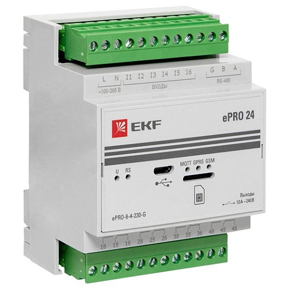 Устройства удаленного управления: контроллер ePRO24 EKF; DI/DO=6/4; GSM; RS-485