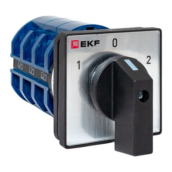 Переключатель кулачковый EKF; 3; полюсов 3; Iu=63 А; схема подключения 4; позиции: 1-0-2; IP65