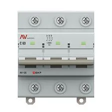 Автоматический выключатель EKF Averes, серия AV-125; I=63 А; хар-ка C; полюсов 3; отключение 10 кА