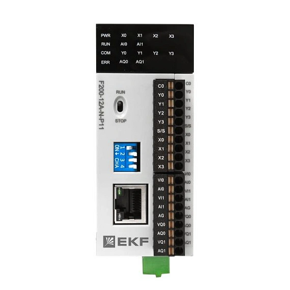ПЛК EKF PRO-Logic центральный процессор; DI=4; DO=4 NPN; AI=2; AO=2; HSI=1; HSO=1; 1xEthernet, 1xRS-