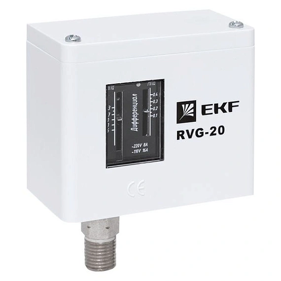 Реле избыточного давления EKF RVG-20; IP54; 1/4 дюйма; диапазон=0,3 МПа...1,6 МПа