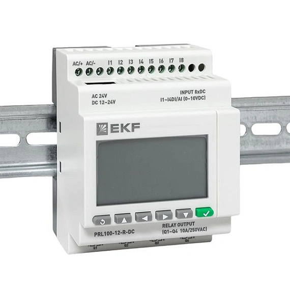 ПЛК EKF PRO-Relay центральный процессор; DI=4 DI/AI(0…10B) + 4DI; DO=4 э.м-реле; 1хEthernet