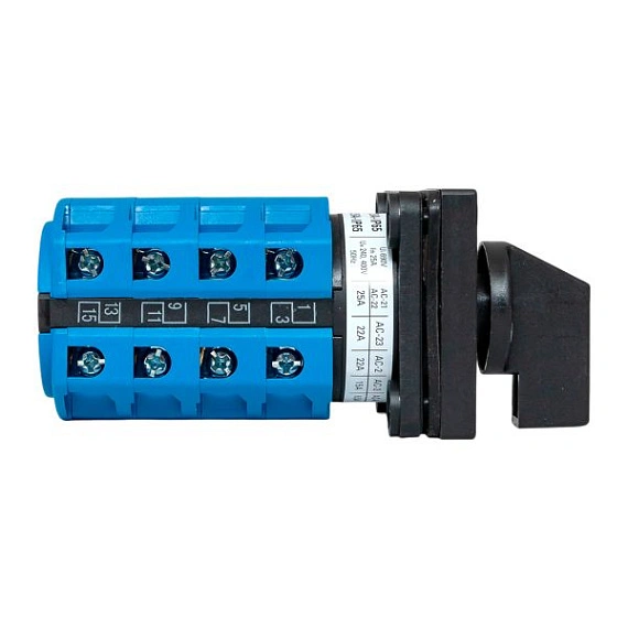 Переключатель кулачковый EKF; 3; полюсов 4; Iu=25 А; схема подключения 2; позиции: 1-0-2; IP65