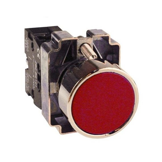 Кнопка EKF XB2; D отверстия= 22 мм; U=230 В; Красный; возвратный; Плоская (-ий); IP40