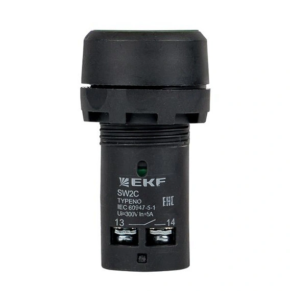 Кнопка EKF SW2C-11; D отверстия= 22 мм; Зеленый; возвратный; Плоская (-ий); IP54