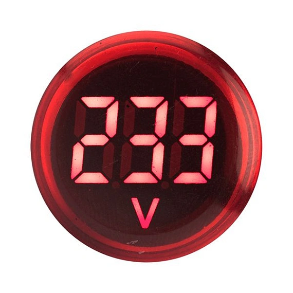 Индикатор значения напряжения EKF ED16-22VD; D отверстия= 22 мм; цвет: Красный; Ue=70...500 В AC; IP