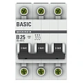 Автоматический выключатель EKF Basic, серия ВА 47-29; I=25 А; хар-ка B; полюсов 3; отключение 4,5 кА