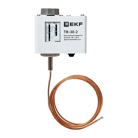 Реле температуры EKF TR-30; NO/NC=0/0 температура: -30...+15 °C; гистерезис: 5 °C; капилляр=2 м; IP3