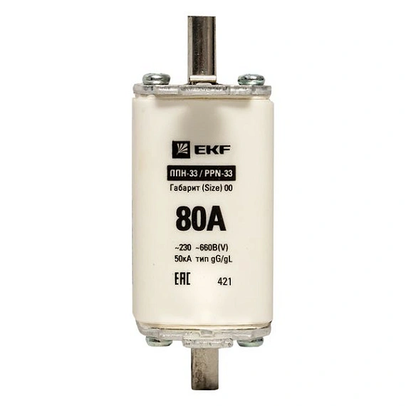 Плавкая вставка EKF ППН; типоразмер: 00 (NH00); I=80 А