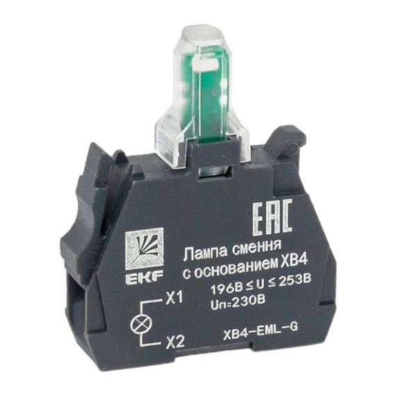 Лампа сменная EKF XB4; цвет: Зеленый; Ue=230 В AC