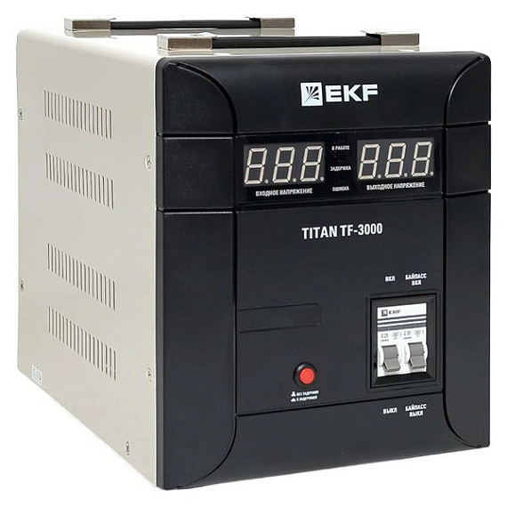 Стабилизатор напряжения EKF Titan симисторный напольный монтаж; 3000 ВА; 2100 Вт
