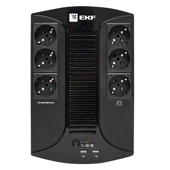 ИБП EKF E-Power HOME; 800 ВА; 480 Вт; фаз вх/вых=1/1; розетки 6 х Schuko; 1x12В_8Ач