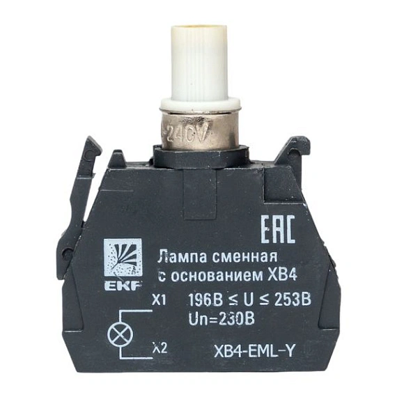 Лампа сменная EKF XB4; цвет: Желтый; Ue=230 В AC