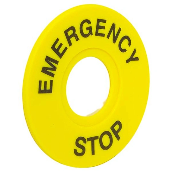 Табличка для кнопок  EMERGENCY STOP 22 мм EKF; D отверстия= 22 мм; цвет: Желтый
