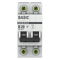 Автоматический выключатель EKF Basic, серия ВА 47-29; I=20 А; хар-ка B; полюсов 2; отключение 4,5 кА