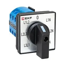 Переключатель кулачковый EKF; 7; полюсов 4; Iu=10 А; схема подключения 6; позиции: 0-L1N-L2N-L3N-L3L