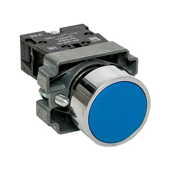 Кнопка EKF XB2; D отверстия= 22 мм; Синий; возвратный; Плоская (-ий); IP65