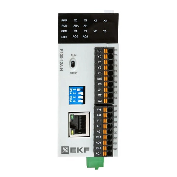 ПЛК EKF PRO-Logic центральный процессор; DI=4; DO=4 NPN; AI=2; AO=2; 1xEthernet, 1xRS-485; c поверко
