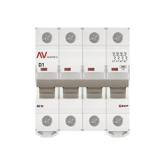 Автоматический выключатель EKF Averes, серия AV-10; I=1 А; хар-ка D; полюсов 4; отключение 10 кА