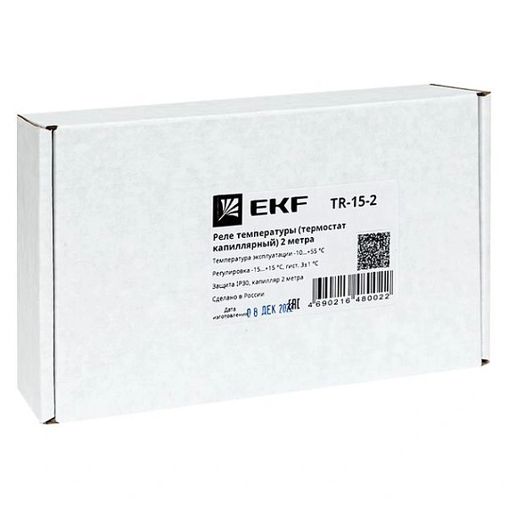 Реле температуры EKF TR-15; NO/NC=0/0 температура: -15...+15 °C; гистерезис: 3 °C; капилляр=2 м; IP3