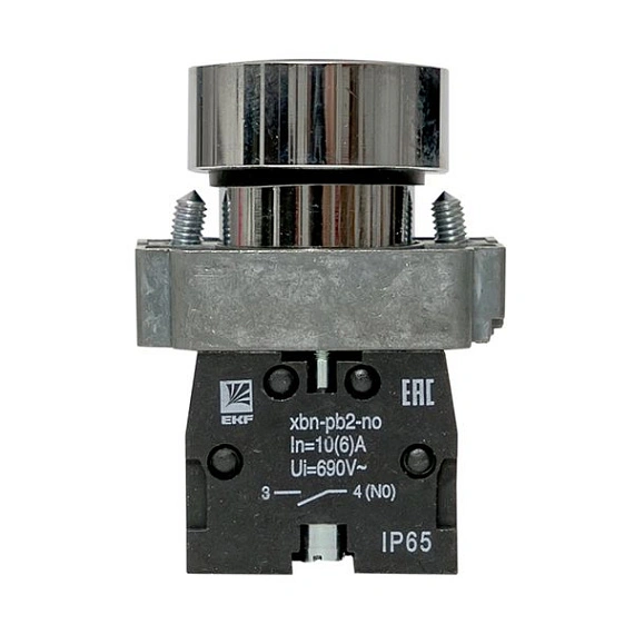 Кнопка EKF XB2; D отверстия= 22 мм; Черный; возвратный; Плоская (-ий); IP65