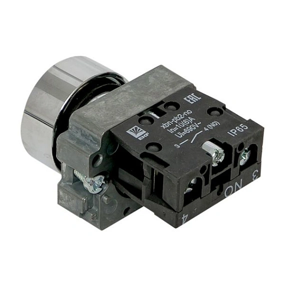 Кнопка EKF XB2; D отверстия= 22 мм; Черный; возвратный; Плоская (-ий); IP65