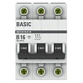Автоматический выключатель EKF Basic, серия ВА 47-29; I=16 А; хар-ка B; полюсов 3; отключение 4,5 кА