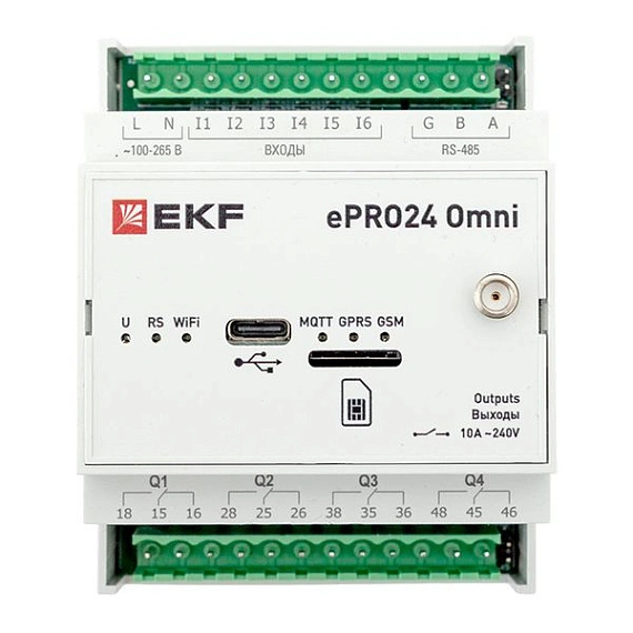 Устройства удаленного управления: контроллер с внешней антенной ePRO24 Omni  EKF; DI/DO=6/4; GSM; RS