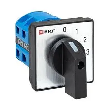 Переключатель кулачковый EKF; 4; полюсов 1; Iu=25 А; схема подключения 12; позиции: 0-1-2-3; IP20