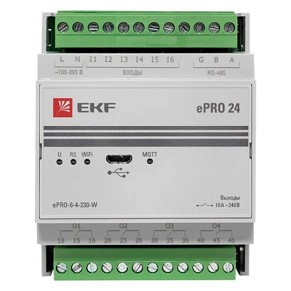 Устройства удаленного управления: контроллер ePRO24 EKF; DI/DO=6/4; RS-485; Wi-fi