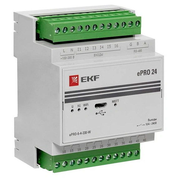 Устройства удаленного управления: контроллер ePRO24 EKF; DI/DO=6/4; RS-485; Wi-fi