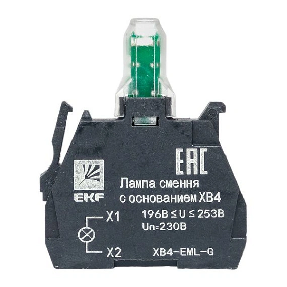 Лампа сменная EKF XB4; цвет: Зеленый; Ue=230 В AC