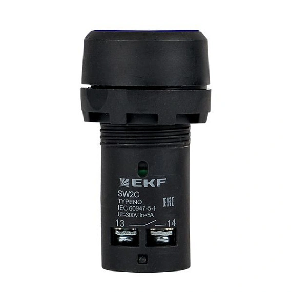 Кнопка EKF SW2C-11; D отверстия= 22 мм; Синий; возвратный; Плоская (-ий); IP54