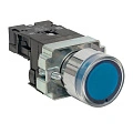 Кнопка EKF XB2; D отверстия= 22 мм; U=230 В; Синий; с подсветкой; возвратный; Плоская (-ий); IP40