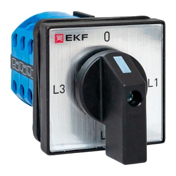 Переключатель кулачковый EKF; 4; полюсов 4; Iu=10 А; схема подключения 9; позиции: 0-L1-L2-L3; IP65