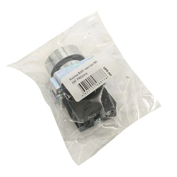 Кнопка EKF XB2; D отверстия= 22 мм; U=400 В; Желтый; возвратный; Плоская (-ий); IP40