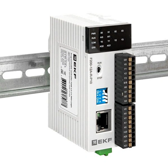 ПЛК EKF PRO-Logic центральный процессор; DI=4; DO=4 э.м реле; AI=2; AO=2; HSI=1; 1xEthernet, 1xRS-48