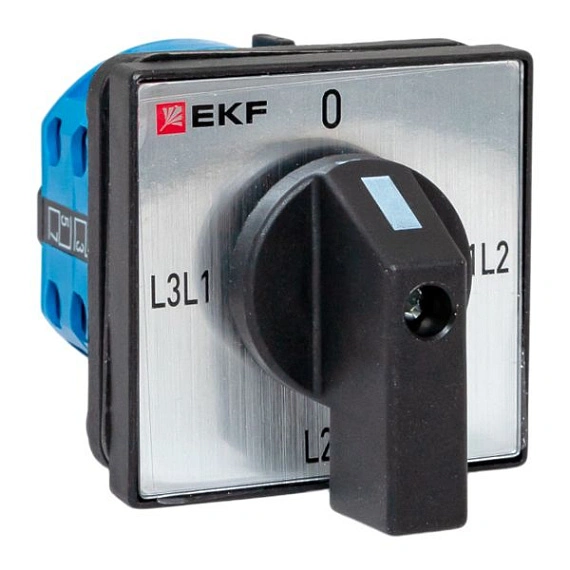 Переключатель кулачковый EKF; 4; полюсов 3; Iu=10 А; схема подключения 7; позиции: 0-L1L2-L2L3-L3L1;
