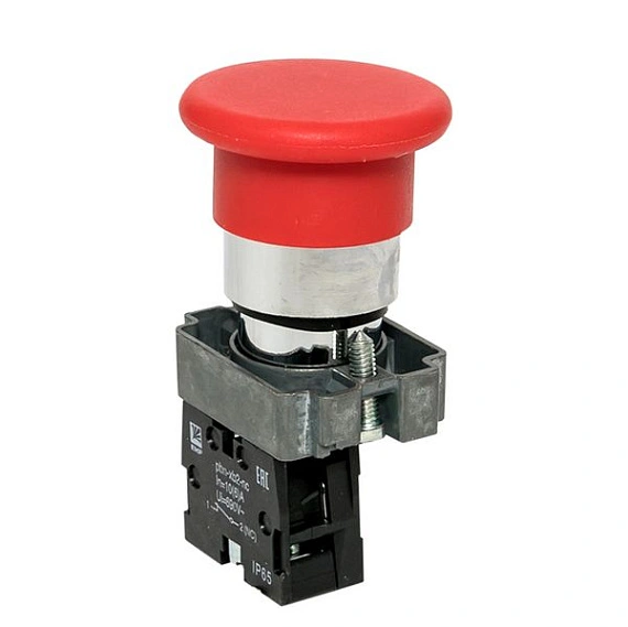 Кнопка EKF XB2; D отверстия= 22 мм; U=230 В; Красный; возвратный; Грибовидная; IP65