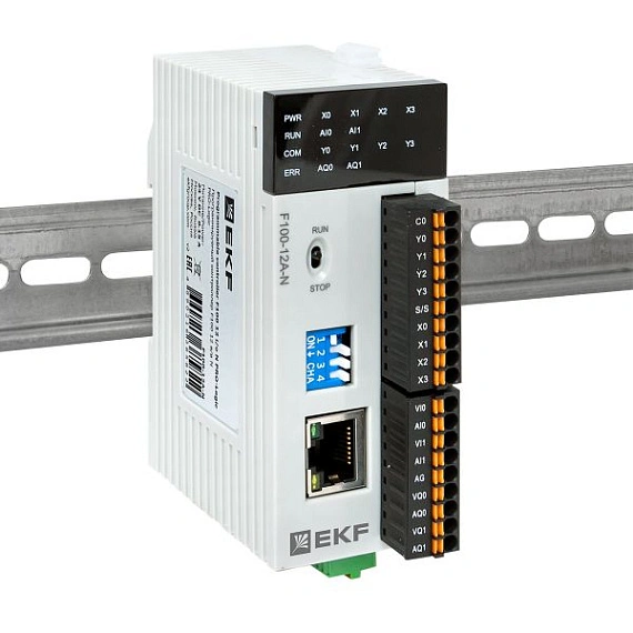 ПЛК EKF PRO-Logic центральный процессор; DI=4; DO=4 NPN; AI=2; AO=2; 1xEthernet, 1xRS-485; c поверко