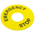Табличка для кнопок  EMERGENCY STOP 22 мм EKF; D отверстия= 22 мм; цвет: Желтый