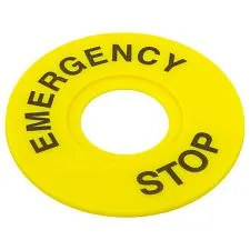 Табличка для кнопок  EMERGENCY STOP 22 мм EKF; D отверстия= 22 мм; цвет: Желтый