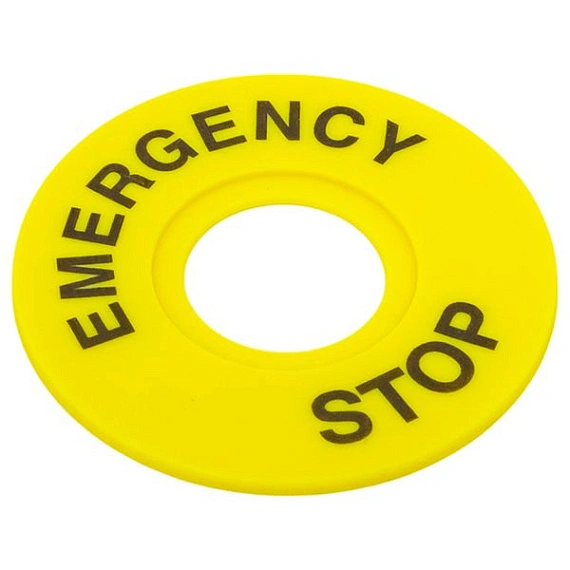 Табличка для кнопок  EMERGENCY STOP 22 мм EKF; D отверстия= 22 мм; цвет: Желтый